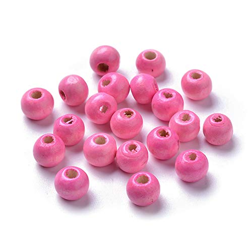 Natürliche runde Holzperlen, 8 mm, rosa Holzkugeln, Abstandshalter für Schmuckherstellung, 500 Stück von SKKIKHYBPO
