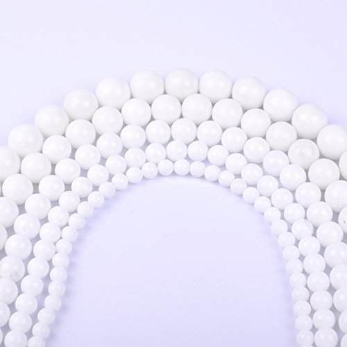 Natürliche runde gefärbte Jade-Steinperlen für Schmuckherstellung, 4 mm, 6 mm, 8 mm, 10 mm, 12 mm (8 mm, weißes Porzellan) von SKKIKHYBPO