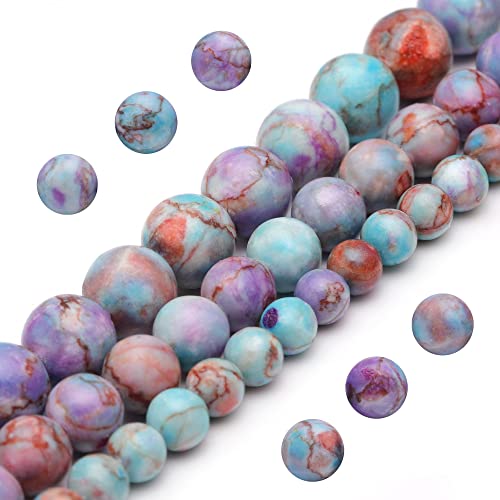 Natürlicher Edelstein zur Schmuckherstellung, 10 mm, violetter Jaspis, poliert, rund, glatt, echte echte Perlen für Armbänder und Halsketten, 38,1 cm (15 Zoll) (Lila, imperialer Jaspis, 10 mm) von SKKIKHYBPO