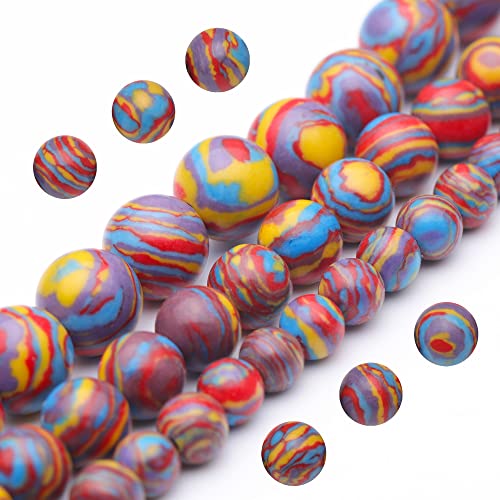 Natürlicher Edelstein zur Schmuckherstellung, 6 mm roter Malachit, poliert, rund, glatt, echte Perlen für Armbänder und Halsketten, 38,1 cm (roter Malachit, 6 mm) von SKKIKHYBPO