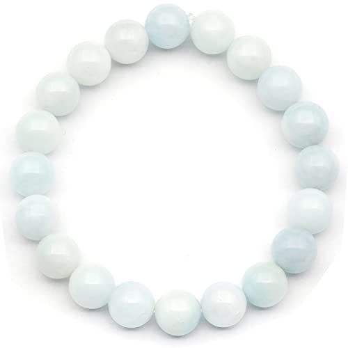 Natürliches Aquamarin-Perlenarmband, echtes blaues Kristallarmband, Fisch-Armband, elastisches Edelstein-Armband, 8 mm Perlen, Modeschmuck. von SKKIKHYBPO