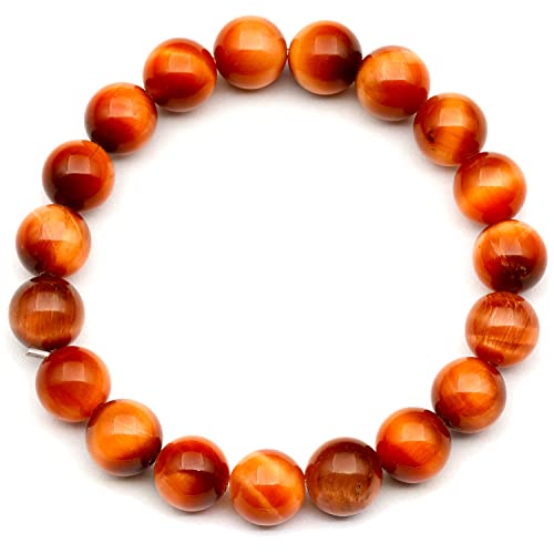 Natürliches Feuer-Tigerauge-Armband, echtes orangefarbenes Kristallarmband, Löwe-Armband, elastisches Edelstein-Armband, 8 mm Perlen, Modeschmuck. von SKKIKHYBPO
