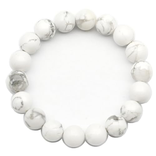 Natürliches Howlith Perlenarmband, echtes weißes Kristallarmband, Zwillings-Armband, elastisches Edelstein-Armband, 8 mm Perlen, Modeschmuck. von SKKIKHYBPO