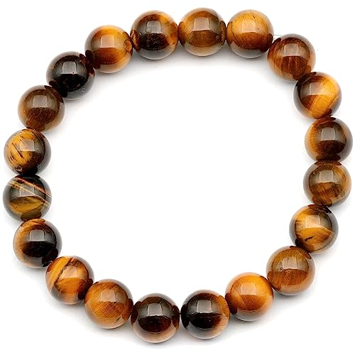 Natürliches Tigerauge-Perlenarmband, echtes braunes Kristallarmband, Löwe-Armband, elastisches Edelstein-Armband, 8 mm Perlen, Modeschmuck. von SKKIKHYBPO