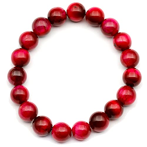 Natürliches rosafarbenes Tigeraugen-Armband, echtes rosa Kristallarmband, Löwe-Armband, elastisches Edelstein-Armband, 8 mm Perlen, Modeschmuck. von SKKIKHYBPO