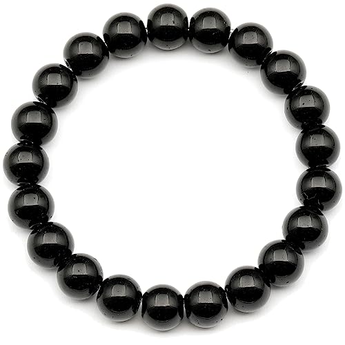 Natürliches schwarzes Onyx-Perlenarmband, echtes schwarzes Kristallarmband, Steinbock-Armband, elastisches Edelstein-Armband, 8 mm Perlen, Modeschmuck. von SKKIKHYBPO