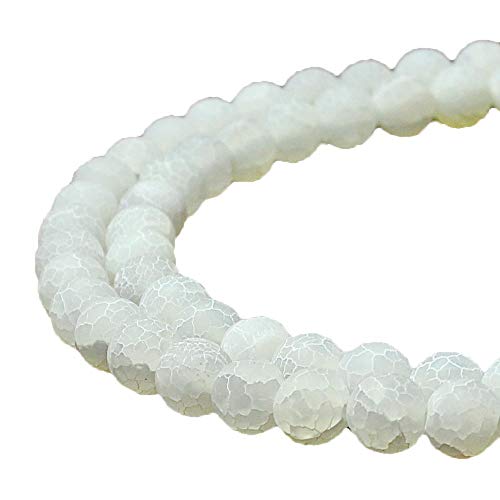 Natur-Achat-Perlen, rund, für Schmuckherstellung, DIY-Armbänder, Halsketten, 38,1 cm, 4 mm, Weiß von SKKIKHYBPO