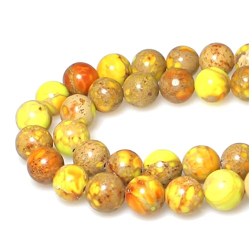 Naturstein, Meeressediment, imperialer Jaspis, rund, lose Perlen für Schmuckherstellung, 6 Farben, 10 mm, Gelb Naturstein, Meeressediment, imperialer Jaspis, rund, lose Perlen für Schmuckherstellung, 6 Farben, 10 mm, Gelb von SKKIKHYBPO