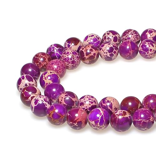 Naturstein, Meeressediment, imperialer Jaspis, rund, lose Perlen für Schmuckherstellung, 6 Farben, 10 mm, Violett Naturstein, Meeressediment, imperialer Jaspis, rund, lose Perlen für Schmuckherstellung, 6 Farben, 10 mm, Violett von SKKIKHYBPO