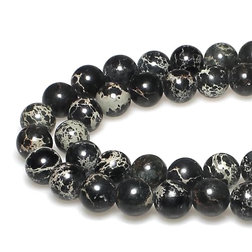 Naturstein, Meeressediment, imperialer Jaspis, rund, lose Perlen für Schmuckherstellung, 6 Farben, 12 mm, Schwarz Naturstein, Meeressediment, imperialer Jaspis, rund, lose Perlen für Schmuckherstellung, 6 Farben, 12 mm, Schwarz von SKKIKHYBPO