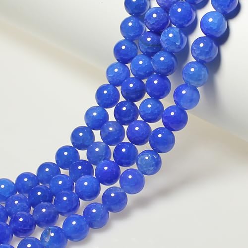 Naturstein-Perlen, rund, blau, Drachenader-Achat, lose Edelstein-Perlen für Schmuckherstellung, Armband, Halskette, Ohrringe, Anhänger, 10 mm, 35 Stück von SKKIKHYBPO
