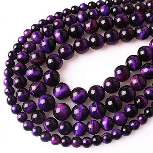 Naturstein-Perlen für Schmuckherstellung, Armband, Halskette, 6/8/10/Strang, Violett von SKKIKHYBPO