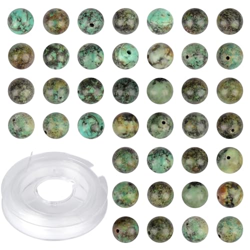 Natursteinperlen, afrikanischer Türkis, rund, echter Stein, lose Edelstein-Perlen, Lochgröße 1 mm, DIY-Charm, glatte Perlen für Armband, Halskette, Ohrringe, 100 Stück (afrikanischer Türkis, 10 mm) Natursteinperlen, afrikanischer Türkis, rund, echter Stein, lose Edelstein-Perlen, Lochgröße 1 mm, DIY-Charm, glatte Perlen für Armband, Halskette, Ohrringe, 100 Stück (afrikanischer Türkis, 10 mm) von SKKIKHYBPO