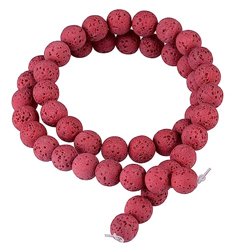 Natursteinperlen zur Schmuckherstellung, rund, glatt, echter roter Vulkan-Lava-Edelstein, lose Energie, Heilperlen für Halsketten, Armbänder, Ohrringe, genießen Sie DIY-Spaß (8 mm, 46 Stück) von SKKIKHYBPO