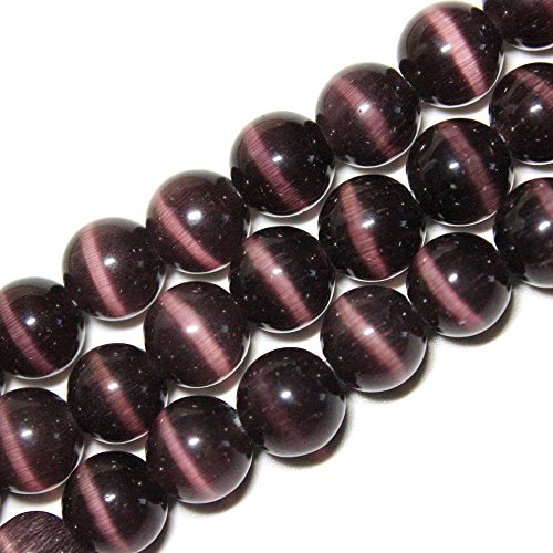 Perlen für Energiearmbänder, Yoga-Armband, DIY-Armband, Steinperlen, Katzenaugen-Stein (10 mm, Fuchsia) von SKKIKHYBPO