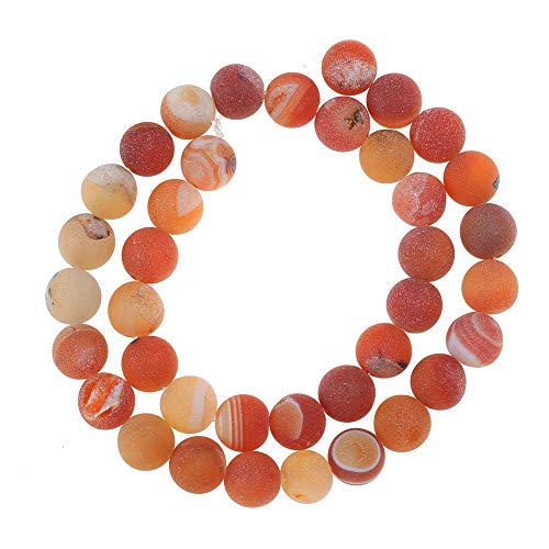 Ruilong Perlen für Schmuckherstellung, 6 mm, 8 mm, 10 mm, 12 mm, natürlich, wunderschön, matt, ausgefallener Druzy-Achat, rund, lose Perlen, Edelstein für die Schmuckherstellung, 12 mm, Orange Ruilong Perlen für Schmuckherstellung, 6 mm, 8 mm, 10 mm, 12 mm, natürlich, wunderschön, matt, ausgefallener Druzy-Achat, rund, lose Perlen, Edelstein für die Schmuckherstellung, 12 mm, Orange von SKKIKHYBPO