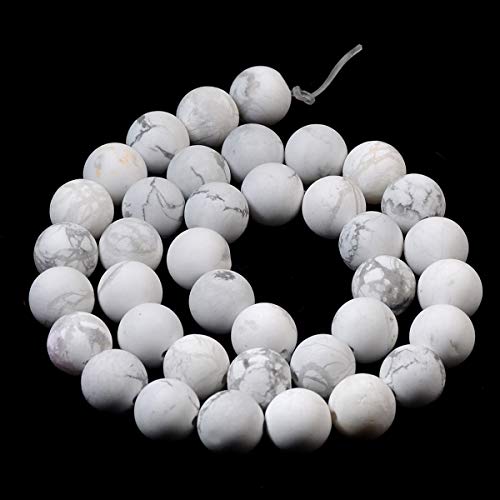 Runde Abstandshalter-Perlen aus natürlichem mattem Edelstein, 10 mm, weißes Türkis von SKKIKHYBPO