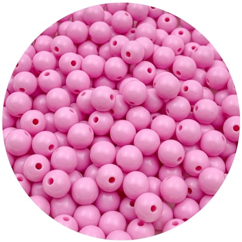 Runde Acryl-Pastellperlen, 6 mm, Bonbonfarben, Abstandshalter, Kunststoffharz, Perlen für Halskette und Armband, Bastelbedarf (308 Rosa), 1000 Stück von SKKIKHYBPO