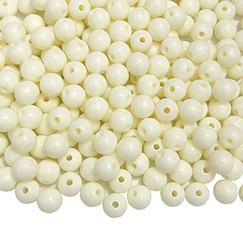 Runde Acryl-Pastellperlen, Bonbonfarben, Kunststoff-Abstandshalter für selbstgemachte Halsketten, Armbänder, Ohrringe, Schmuckherstellung (Creme, 6 mm) von SKKIKHYBPO