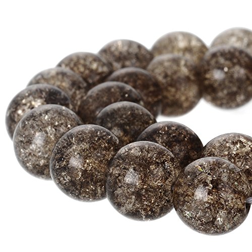 Runde Crackle Druk tschechische Kristallperlen für Schmuckherstellung, 10 mm Strang, Braun von SKKIKHYBPO