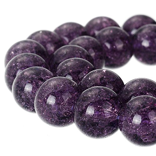 Runde Crackle Druk tschechische Kristallperlen für Schmuckherstellung, 8 mm Strang, Violett von SKKIKHYBPO