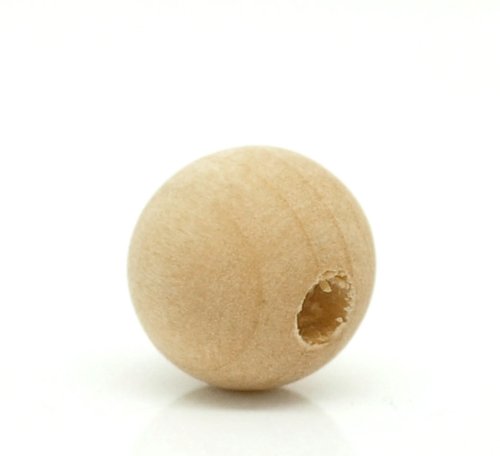 Runde Holzperlen, 10 mm x 9 mm Durchmesser, mit 3 mm Loch, unlackiert, naturfarben, 300 Stück von SKKIKHYBPO