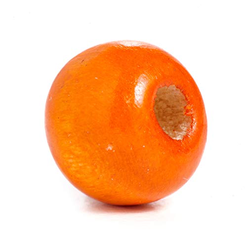 Runde Holzperlen, 10 mm x 9 mm Durchmesser mit 3 mm Loch, Orange, 600 Stück von SKKIKHYBPO