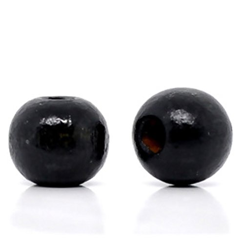 Runde Holzperlen, 10 mm x 9 mm Durchmesser mit 3 mm Loch, Schwarz, 600 Stück Runde Holzperlen, 10 mm x 9 mm Durchmesser mit 3 mm Loch, Schwarz, 600 Stück von SKKIKHYBPO