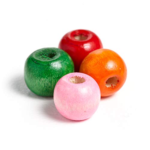 Runde Holzperlen, 10 mm x 9 mm Durchmesser mit 3 mm Loch, rund, 500 Stück von SKKIKHYBPO