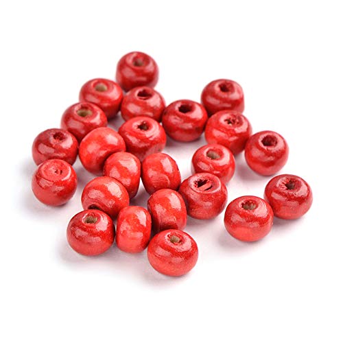 Runde Holzperlen, 7 x 6 mm, rote Holzkugeln, Abstandshalter für Heimdekoration, Schmuckherstellung, Loch: 3 mm, 200 Stück Runde Holzperlen, 7 x 6 mm, rote Holzkugeln, Abstandshalter für Heimdekoration, Schmuckherstellung, Loch: 3 mm, 200 Stück von SKKIKHYBPO