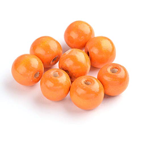 Runde Holzperlen mit großem Loch, 19–20 mm, Orange, natürliche Holzkugeln, Abstandshalter für Schmuckherstellung, 20 Stück von SKKIKHYBPO