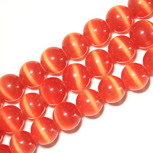 Runde Katzenaugen-Steinperlen, glatter Stein, Schmuckzubehör für Schmuckherstellung, Armbänder, Halsketten, DIY, 38,1 cm (12 mm, rot) von SKKIKHYBPO