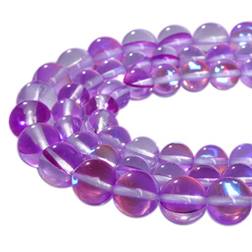 Runde Mondsteinperlen, poliert, glitzernd, Meerjungfrau-Kristallglasperlen, Aura, für Schmuckherstellung, DIY-Armbänder, 60 Stück, Lila, 6 mm Runde Mondsteinperlen, poliert, glitzernd, Meerjungfrau-Kristallglasperlen, Aura, für Schmuckherstellung, DIY-Armbänder, 60 Stück, Lila, 6 mm von SKKIKHYBPO