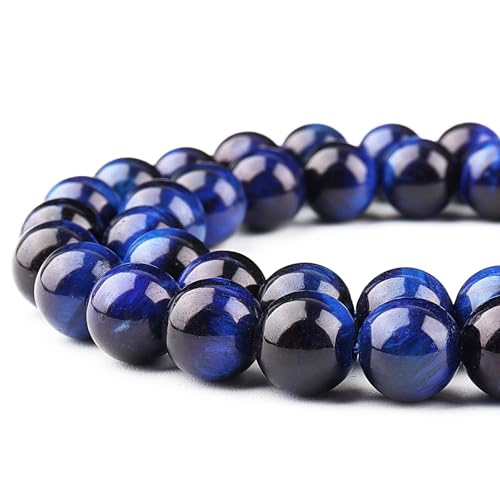 Runde Naturstein-Kristallperlen – Lapislazuli-Tigerauge (34–37 Stück, 10 mm) von SKKIKHYBPO