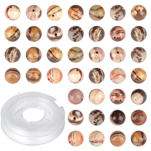Runde Natursteinperlen, 4 mm, echte Steinperlen, loser Edelstein, DIY-Charm, glatte Perlen für Armbänder, Halsketten, Ohrringe, Lochgröße 1 mm (brauner Zebra-Jaspis, 4 mm), 200 Stück von SKKIKHYBPO