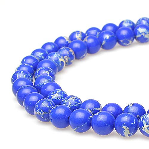 Runde Steinperlen, synthetische dunkelblaue Türkis, lose Perlen werden im Schmuckdesign verwendet, um Armbänder und Halsketten herzustellen (8 mm) von SKKIKHYBPO