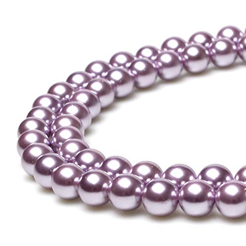 Runde glatte Muschelperlen, galvanisiert, lila, natürliche Muscheln, lose Perlen werden im Schmuckdesign verwendet, um Armbänder und Halsketten herzustellen (12 mm) von SKKIKHYBPO