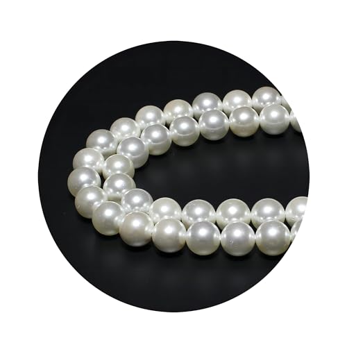 Runde glatte Steinperlen, galvanisiert, weiß, natürliche Muschelperlen, lose Perlen werden im Schmuckdesign verwendet, um Armbänder und Halsketten herzustellen (12 mm) von SKKIKHYBPO