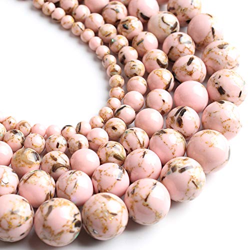 Runde lose Perlen aus Naturstein für Schmuckherstellung, 10 mm, Rosa Muscheltürkis von SKKIKHYBPO