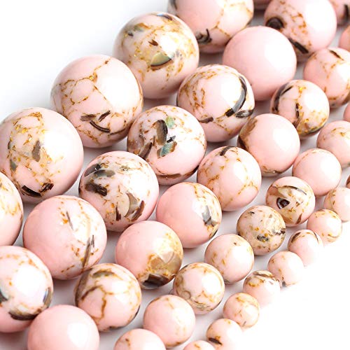 Runde lose Perlen aus Naturstein für Schmuckherstellung, 6 mm, Türkis, Rosa von SKKIKHYBPO