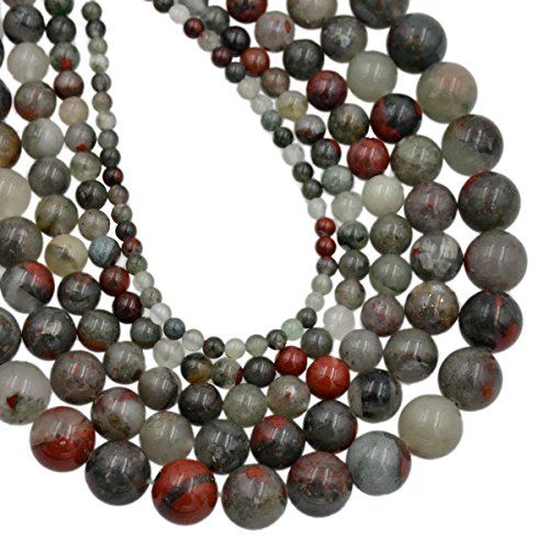 Runde lose Perlen aus natürlichem Edelstein, 38,1 cm, für Armbänder, Halsketten, Ohrringe, Schmuckherstellung, Basteln, DIY (6 mm, afrikanischer roter Jaspis) von SKKIKHYBPO