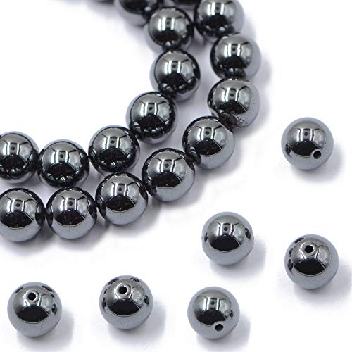 Runde lose Perlen aus natürlichem Edelstein, 38,1 cm, für Armbänder, Halsketten, Ohrringe, Schmuckherstellung, Basteln, DIY (6 mm, schwarzer Häma) von SKKIKHYBPO