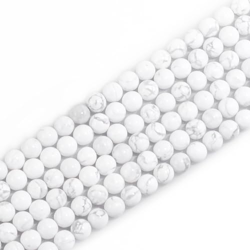 Runde lose Perlen aus natürlichem Edelstein, für die Schmuckherstellung, weißer Howlith, Chakra, Kristallsteinperlen für Armbänder, Halsketten, Ohrringe, 10 mm (35–38 Stück/Strang) von SKKIKHYBPO