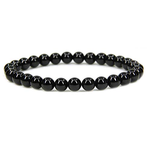 Stretch-Armband mit Halbedelsteinen, 6 mm, runde Perlen, 17,8 cm, Unisex von SKKIKHYBPO