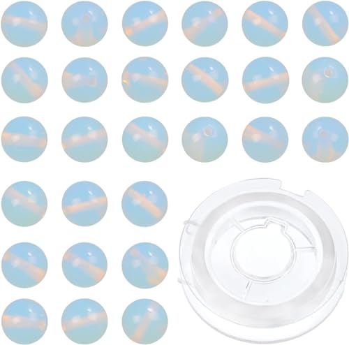 Synthetisierte Opalit-Perlen, 8 mm, rund, mit 140 Stück, für selbstgemachte Schmuckherstellung, Uni (8 mm, 140 Stück, synthetisierter Opalit) von SKKIKHYBPO