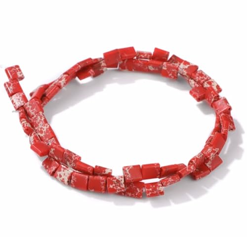 Tila-Perlen, 2 x 5 mm, natürlicher roter imperialer Jaspis, 2 Löcher, flach, quadratisch, lose, rechteckige Abstandshalter, Perlen für DIY-Armbänder, Ohrringe, Schmuckherstellung von SKKIKHYBPO