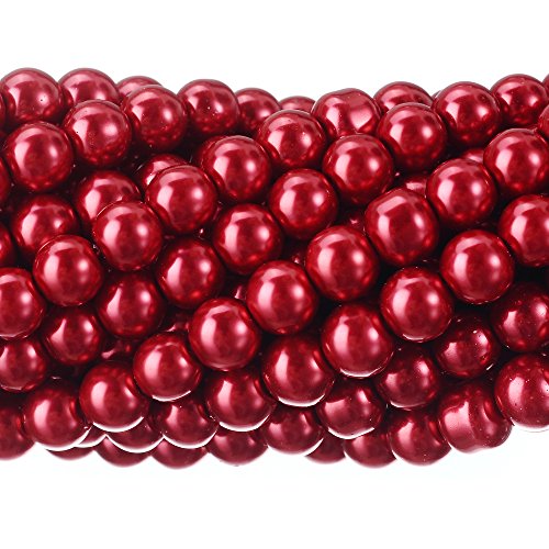 Tschechische kleine satinierte Glasperlen, rund, 6 mm, Bordeauxrot, 200 Stück von SKKIKHYBPO