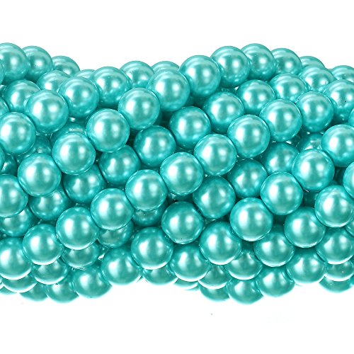 Tschechische kleine satinierte Glasperlen, rund, 8 mm, Aquamarinblau, 200 Stück von SKKIKHYBPO