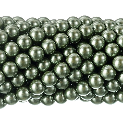 Tschechische kleine satinierte Glasperlen, runde Perlen, DIY-Schmuckherstellung, 12 mm, Asphaltgrün, 200 Stück von SKKIKHYBPO