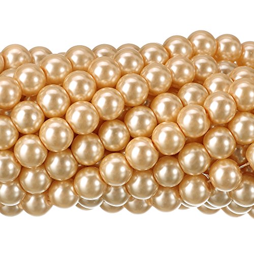 Tschechische kleine satinierte Glasperlen, runde Perlen, Schmuckherstellung, 10 mm, Champagner, 200 Stück von SKKIKHYBPO